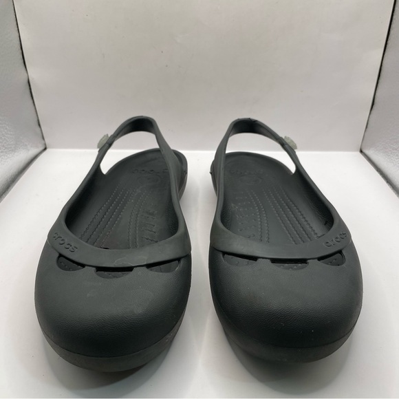 Womens Crocs Skylar US 9 Black Flat Sandals Flower Sling Back Slip On Flats - Picture 4 of 6